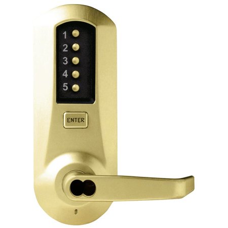 DORMAKABA Mortise Combination Lever Lock, No Deadbolt, 6/7-Pin SFIC Prep, Less Core, Satin Brass 5066BWL-04-41